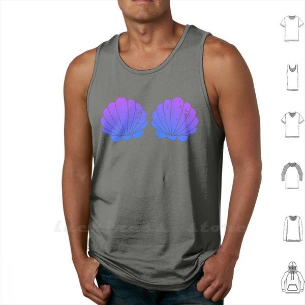 

galactic shells tank vest sleeveless mermaid shell sea the little mermaids under, White;black