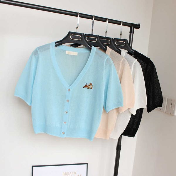 

women's sweaters it is prevented from warming in the summer shirt with a loose shawl, blouses embroidered short sleeves paragraph cardi, White;black