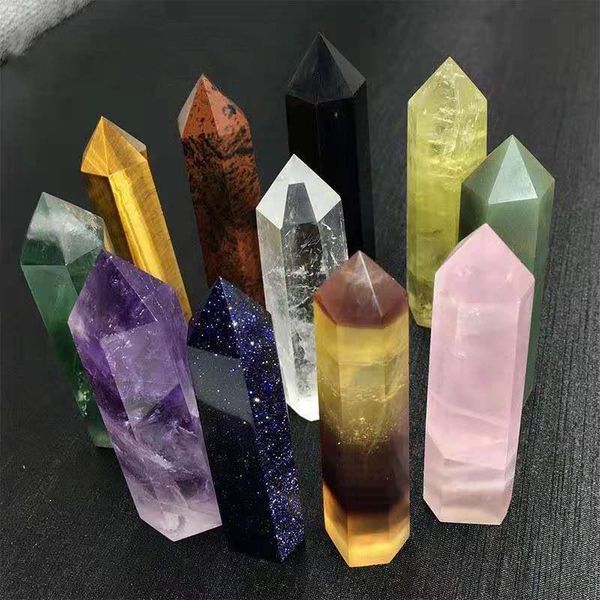 

decorative objects & figurines 1pcs 8-9cm crystal point natural stones tower apatite amethyst healing stone energy ore mineral obelisk wand