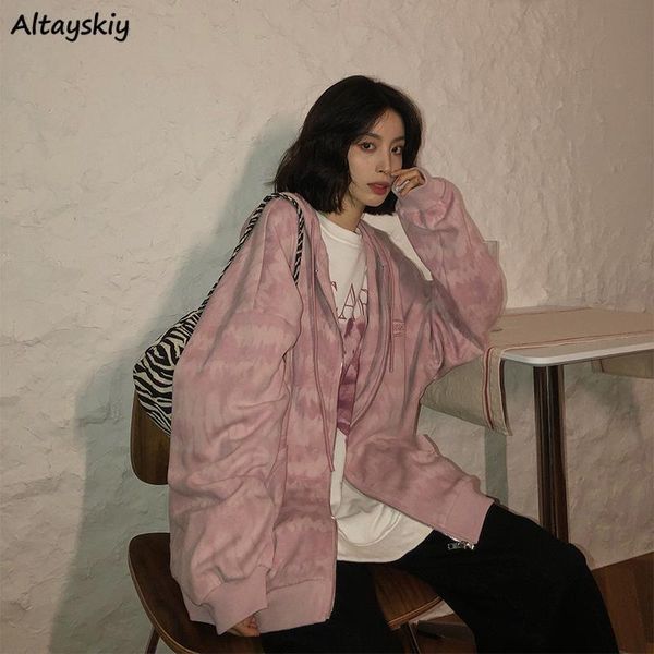 

hoodies women autumn casual chic clothing girls hooded ins korean styles lady long sleeve loose print streetwear pink zipper women's &, Black