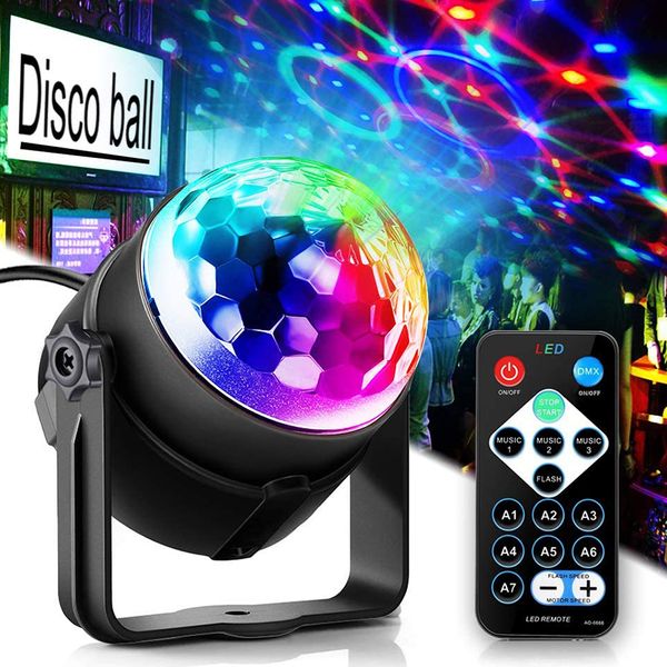 RGB Disco Ball Party Lights DJ Disco Luz LED Projetor Stobe Lâmpada de Aniversário Festa de Aniversário Club Club Bar Karaoke Xmas Sound ativado