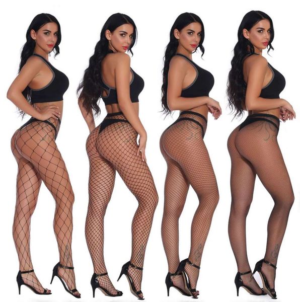 

women's silk stockings large fishnet stockings pantyhose jeans perforated mesh pants, Black;white