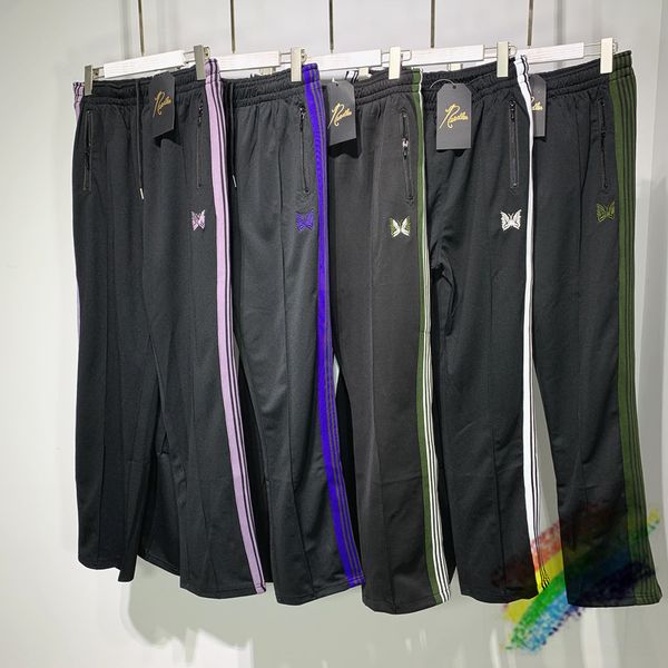 

pants awge needles sweatpants men women multi color stripes butterfly embroidered pants trousers, Black