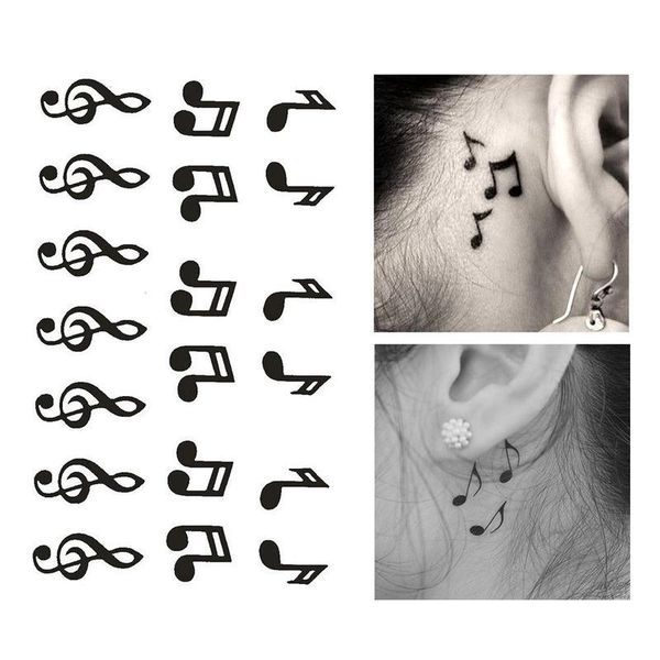 

temporary tattoos waterproof tattoo sticker ear music note fake men stickers tatto for women mws5355 tatoo w5l6