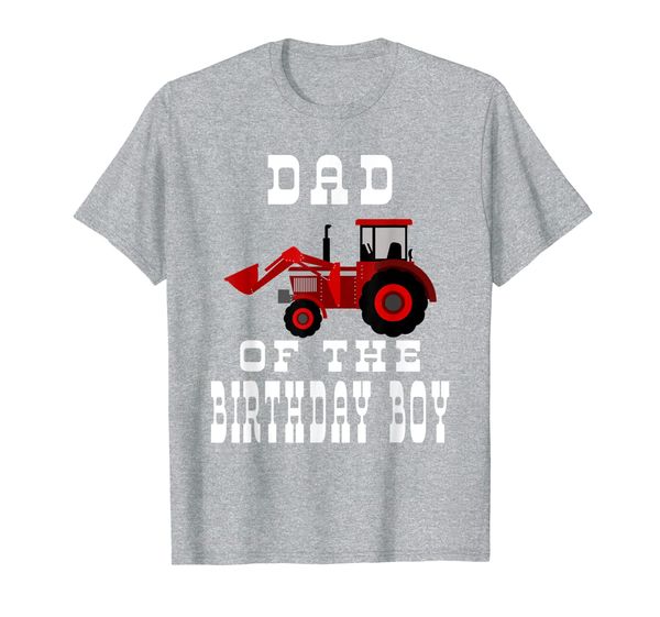 

mens dad of the birthday boy red tractor matching party shirt, White;black