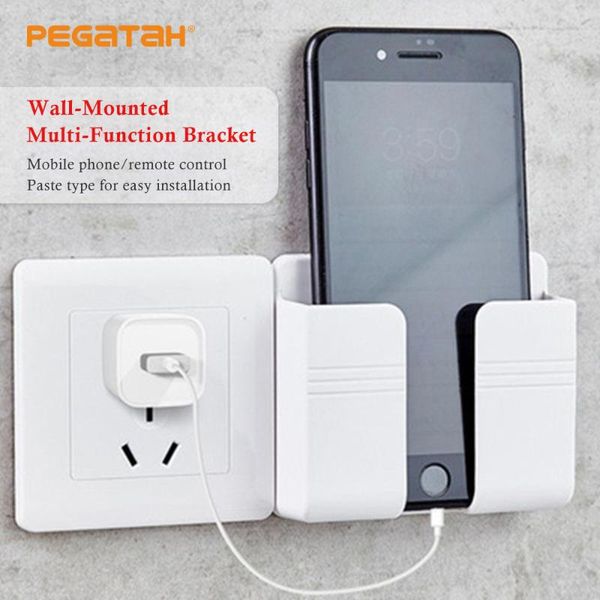 

hooks & rails wall mounted organizer storage box charging dock remote control mobile phone plug multifunction holder