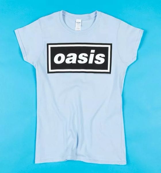 

official women's blue oasis logo fitted t-shirt, White;black