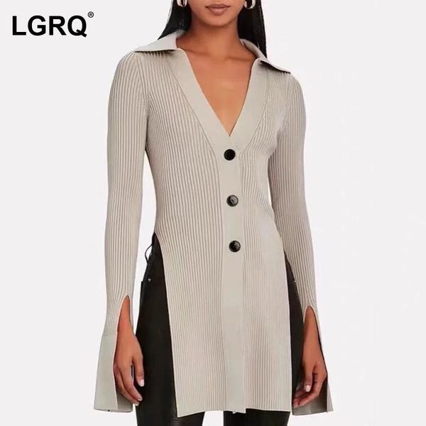 

women's knits & tees [lgrq] split sheath knitting cardigan women's sweater loose fit long sleeve korean fashion tide autumn winter, White