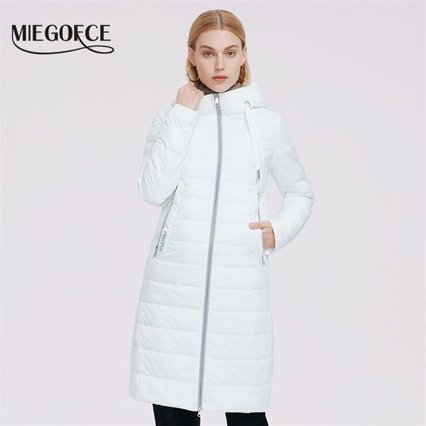 

miegofce jacket h-shaped design knee length high reversible slider coat for women stand collar parka 210923, Black