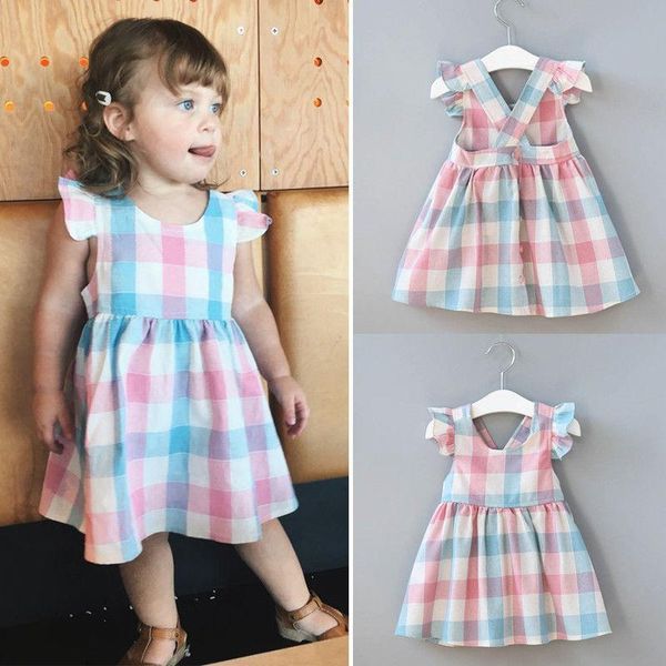 

girl's dresses flower girl tutu dress plaid kids baby clothes floral princess party wedding pageant, Red;yellow