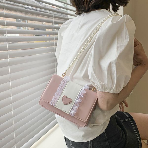 

daily bag xiaohongshu popular valentines day gift lace bag womens bag 2021 new fashion pearl chain shopping crossbody