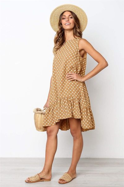 

casual dresses dress women ruffle spring street slim thin beach party o neck mini polka dot vestidos de fiesta, Black;gray