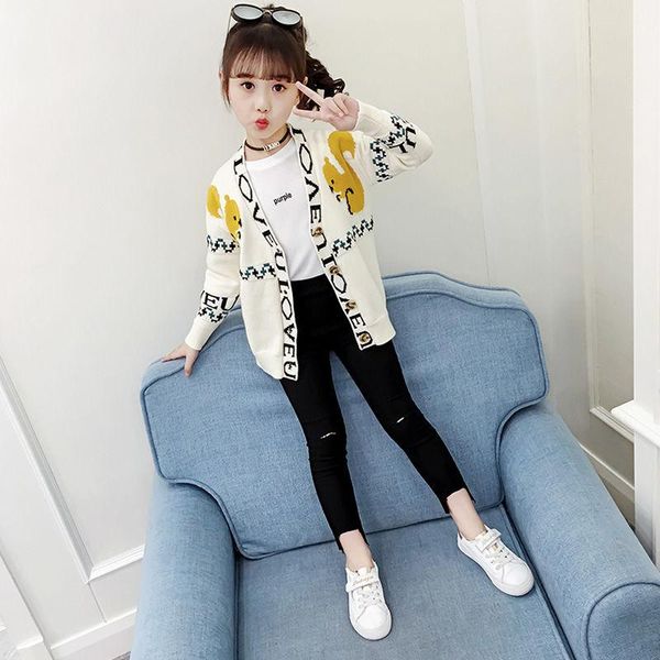 

pullover 2021 girl baby cartoon printed sweater cardigan coat girls kids sweaters jacket children winter coats clothes, Blue