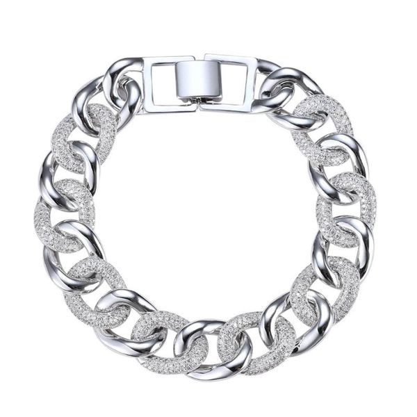 

link, chain men hip hop iced out bling cuban bracelet zircon male fashion hiphop jewelry drop, Black