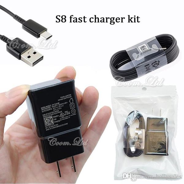 Carregador rápido comincan USB para S8 S10 9V 5V Adaptador de plugue de parede de viagem Full 2A Home Charge Dock Com S8 Tipo C Black Cable