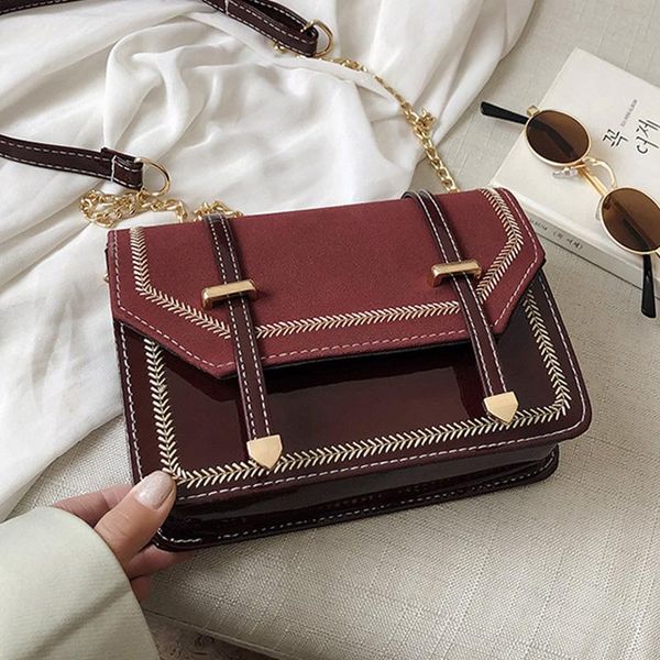 

shoulder bags women's synthetic leather bag with lapel, chain, cross color, 2021