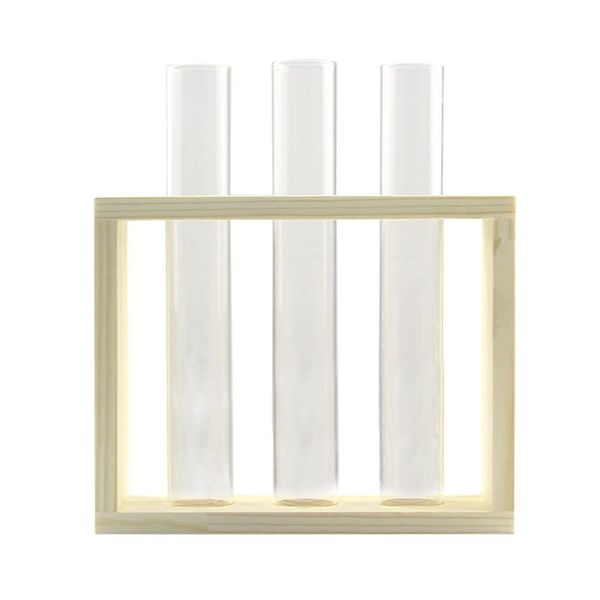 

.glass container wooden frame floating shelf test tube vase gardening supplies creative pad tablehydroponic plant vases
