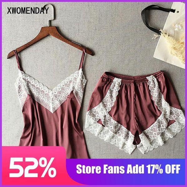 

two piece dress short sets womens outfit summer and pant shorts suits matching lace satin elegant home clothes lounge wear, White