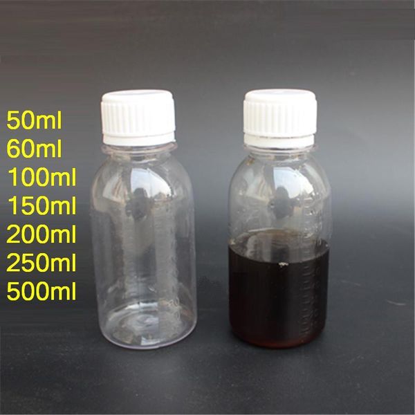 

storage bottles & jars 150/200/250/500ml anti-theft cover transparent pet plastic bottle wholesale sample liquid subpackage