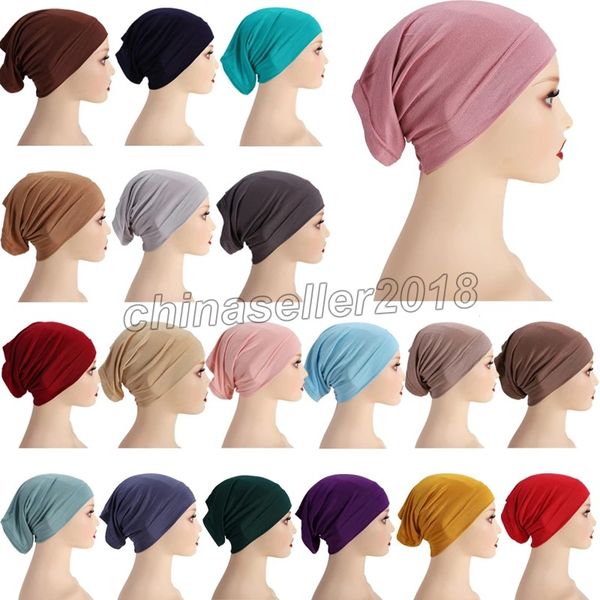 

full cover inner muslim modal hijab cap islamic head wear hat underscarf tube bone bonnet turkish scarves muslim solid headcover, Blue;gray