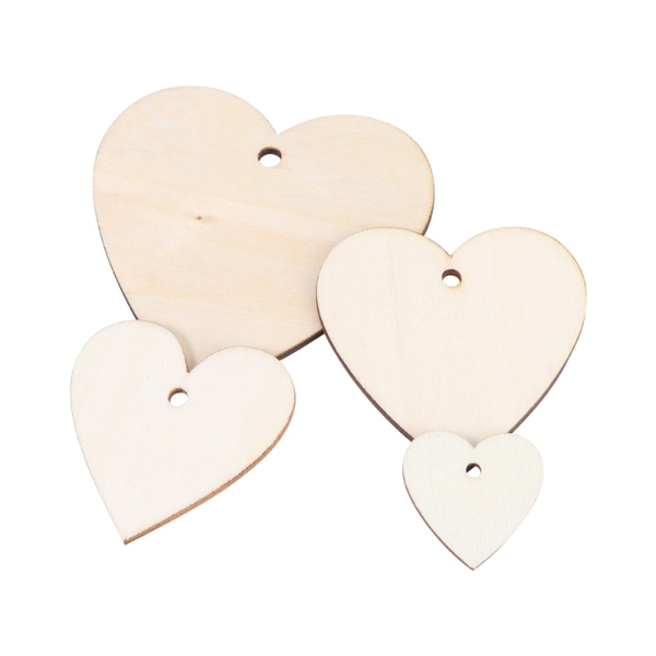 

110pcs heart wooden slices embellishments hanging unpainted tags with rope water bottles