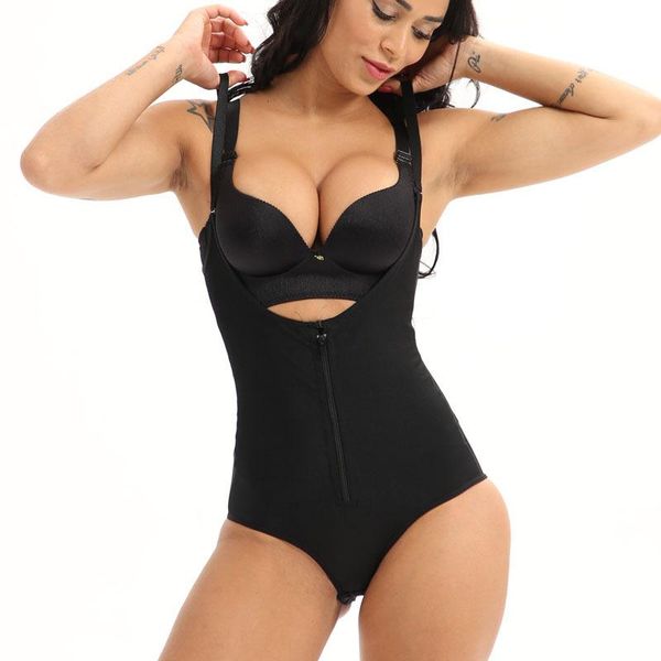 

women's shapers women slimming body shaper thong shapewear zip up seamless tummy control underwear latex waist trainer corset buckle bo, Black;white