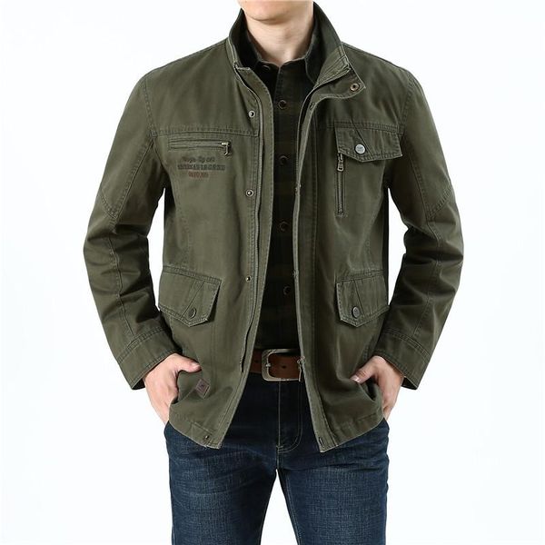 

men's casual cotton jacket multi-pocket stand collar middle-aged jackets, Black;brown
