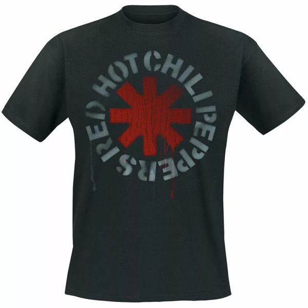 

red chili peppers stencil official shirt mens, White;black