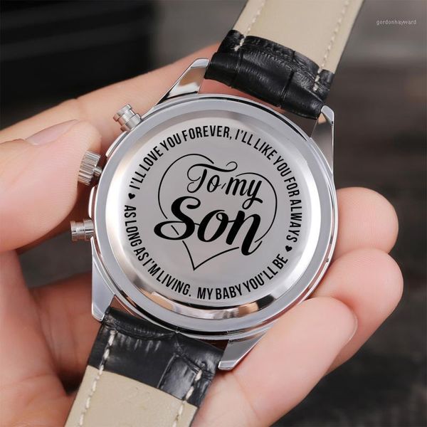 

wristwatches "my son luxury sports belt waterproof watch always remember to stay strong positive mom's graduation birthday present, Slivery;brown