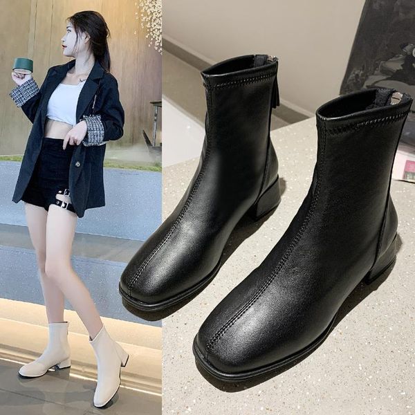 

boots 2021fashion warm plush snow ladies pu leather shoes winter casual jason s botas mujer spring women's ankle, Black