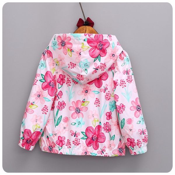 

90-130cm spring flower kids children clothing autumn fashion cotton baby girls coat active clothes outerwear, Blue;gray