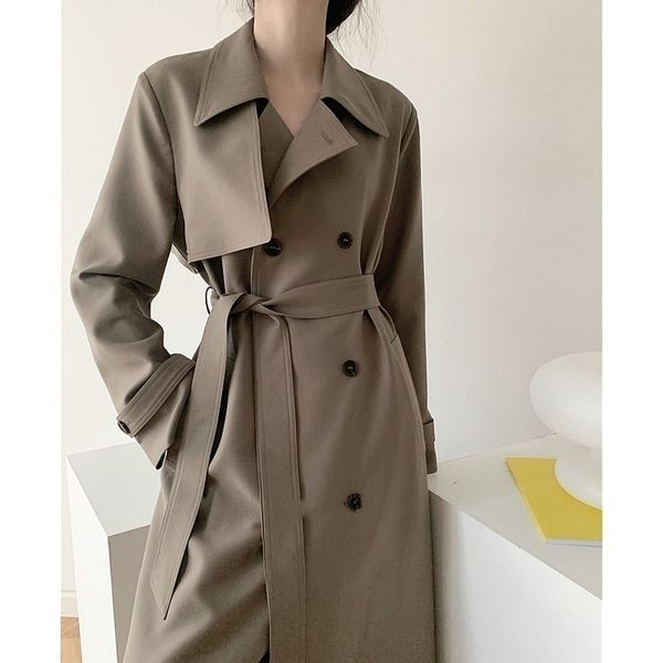 

windbreaker coat women's spring autumn middle long 2021 new style atmosphere, slim temperament, minority coat, bandage dress, Black