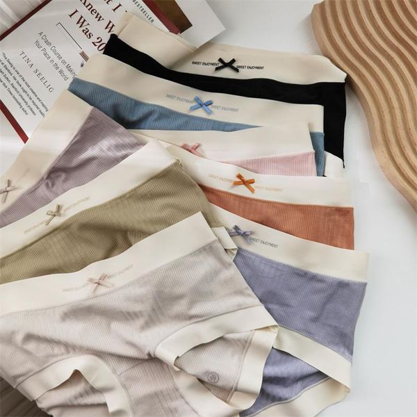 

women's panties women seamless underwear 2021 autumn mid-waist lady briefs antibacterial soft breathable female high quality, Black;pink