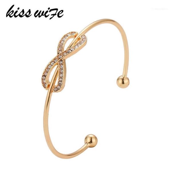 

bangle kisswife a direct sale personality simple bracelet 8 word open adjustable alloy for women fashion gift1, Black