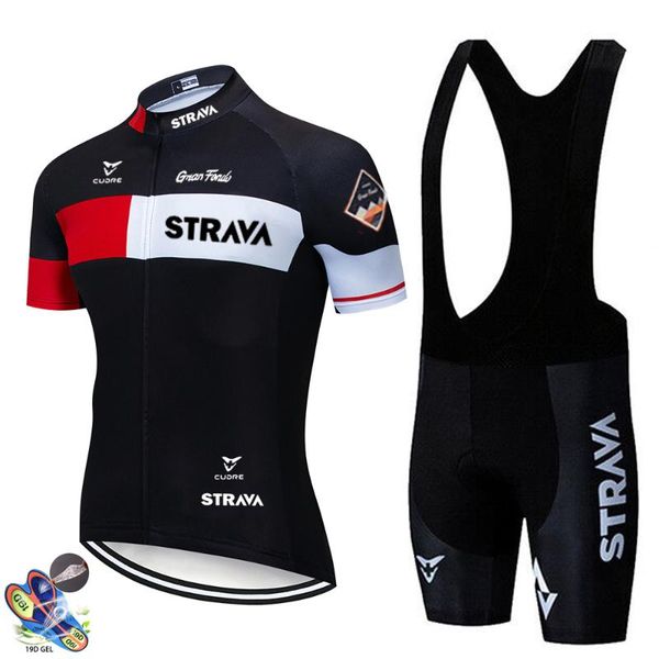 

racing sets 2021 strava black cycling jersey 19d bib set mtb uniform bike clothing quick dry bicycle wear clothes mens short maillot culotte, Black;blue