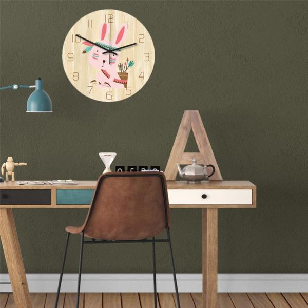 

cartoon wall clock acrylic wood silent room ornament for home office no batteries included clocks