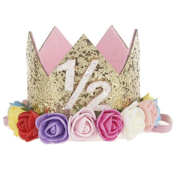 

hair clips & barrettes baby girl sequin number flower crown headband birthday party performing headwear, Golden;silver