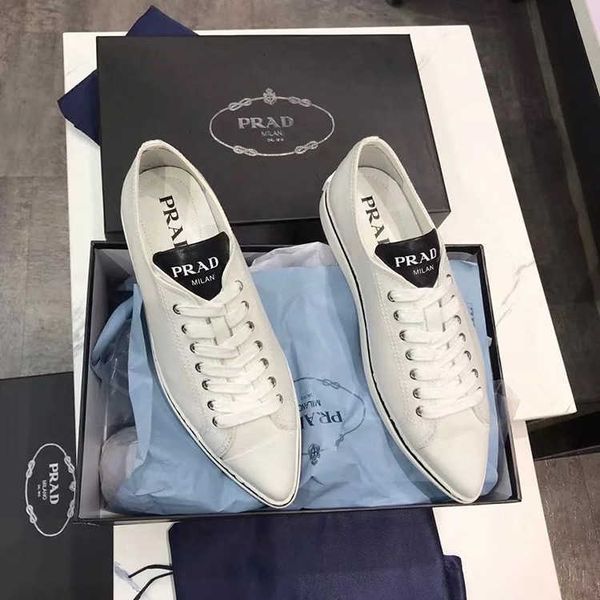 

p family high version canvas shoes women's 2021 summer low flat heel pointed white board small, Black