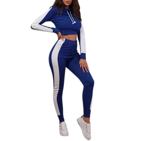 

spring autumn womens sets short color matching hoodies +track pants sport suit female clothes women's tracksuits, Gray