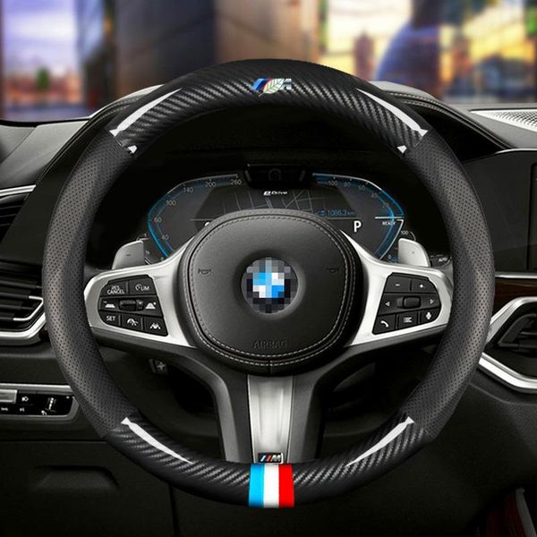 

steering wheel covers car carbon fiber cover for all models 1 2 3 4 5 6 7 series f80 f30 auto interior accessories styling 38cm