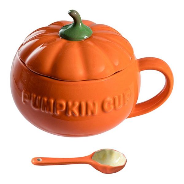 

mugs 1set ceramic coffee mug lovely pumpkin shape cup storage for home (orange)