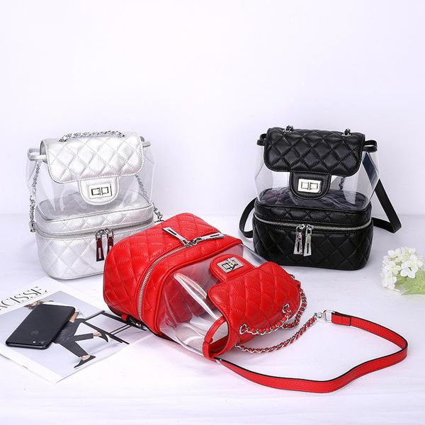 

evening bags fashion women's first layer leather shoulder bag student transparent luxury handbag desig