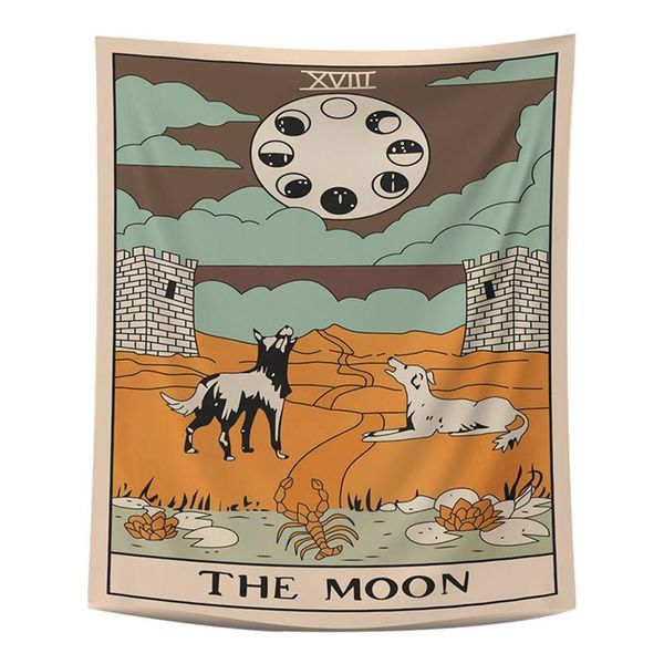 

tapestries mysterious sun moon star wall hanging background craft lightweight rectangle multifunction home decor tarot tapestry peach skin