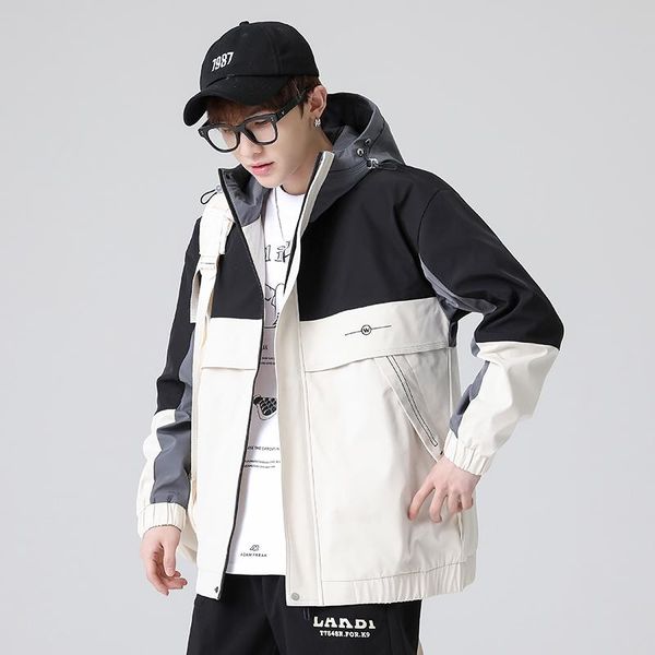 

mens fashion jacket spring autumn lightweight windbreakers casual patchwork korean style hip hop streetwear clothes for teens men's jac, Black;brown