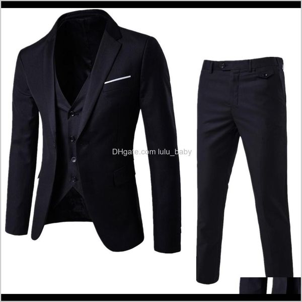 Abbigliamento Drop Delivery 2021 Abito da uomo Abito da lavoro formale per il tempo libero Abito slim fit Gilet in tre pezzi Abiti da sposo da uomo Blazer Lln5Z