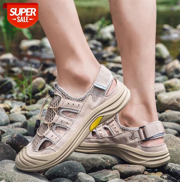 

men's sandals external penetration large size mesh hollow beach shoes #wk0e, Black