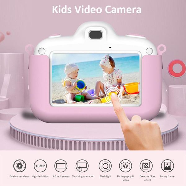 

kids digital video camera children mini selfie with 3.0 inch screen 16gb memory card lanyard toys gift for boys girls cameras