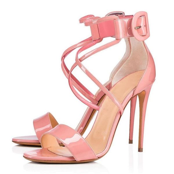 

sandals est pink t-strap summer pumps women high heels girls party shoes narrow band jelly sandalias mujer, Black