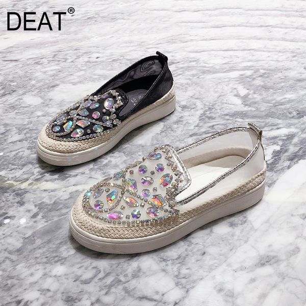 

dress shoes [deat] 2021 round toe mesh organza hollow out crystal single high heels women spring autumn fashion tide 10i531, Black