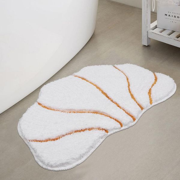 

bath mats shell-shaped floor entrance door flocking microfiber bathroom absorbent non-slip living room bedroom carpets
